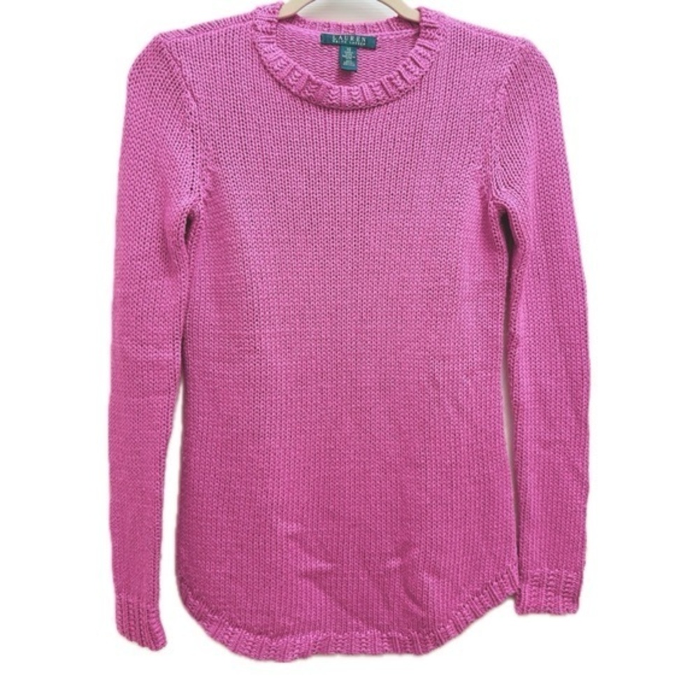 Lauren Ralph Lauren Scoop Neck Sweater in Fuchsia